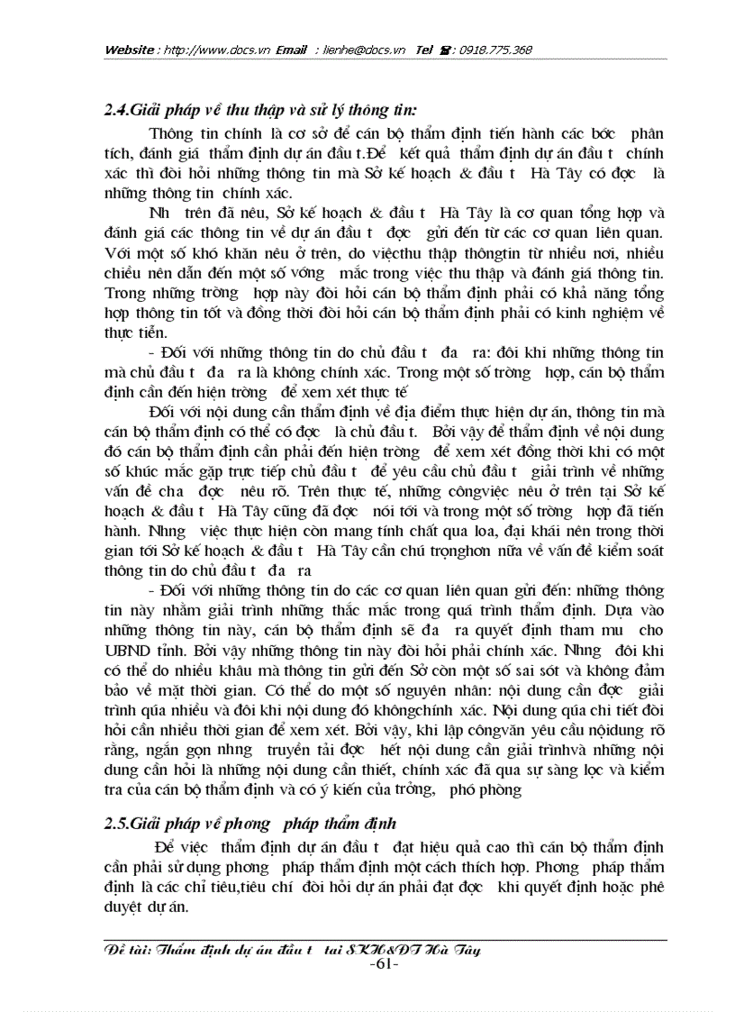 image for page 1số ý kiến về công tác thẩm định dự án đầu tư tại Sở kế hoạch và đầu tư Hà Tây