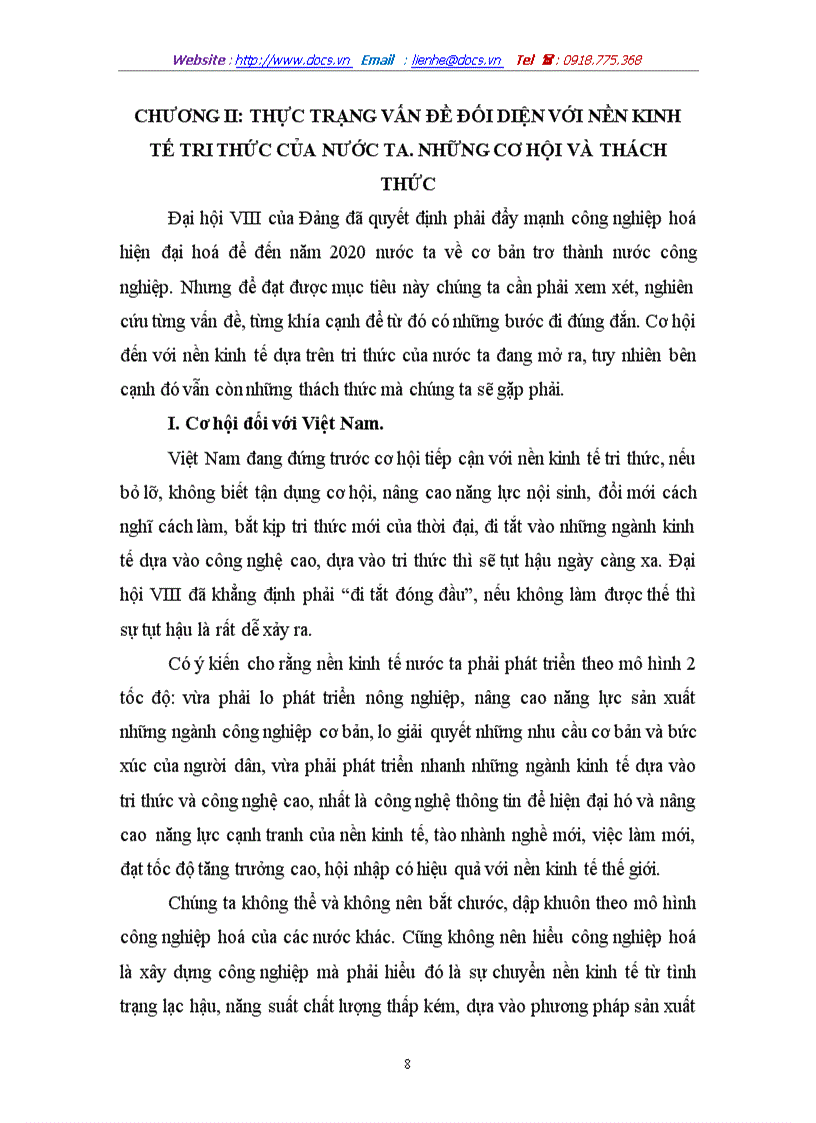 image for page Thực trạng vấn đề đối diện với nền kinh tế tri thức của nước ta Những cơ hội và thách thức