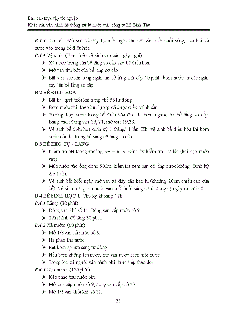 image for page Báo cáo thực tập tốt nghiệp Khảo sát vận hành hệ thống xử lý nước thải công ty Mì Bình Tây kèm bản vẽ