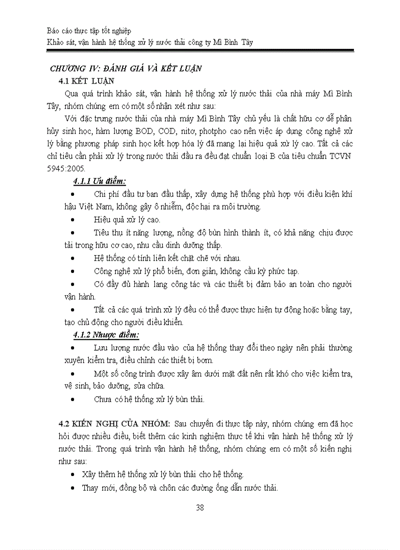image for page Báo cáo thực tập tốt nghiệp Khảo sát vận hành hệ thống xử lý nước thải công ty Mì Bình Tây kèm bản vẽ