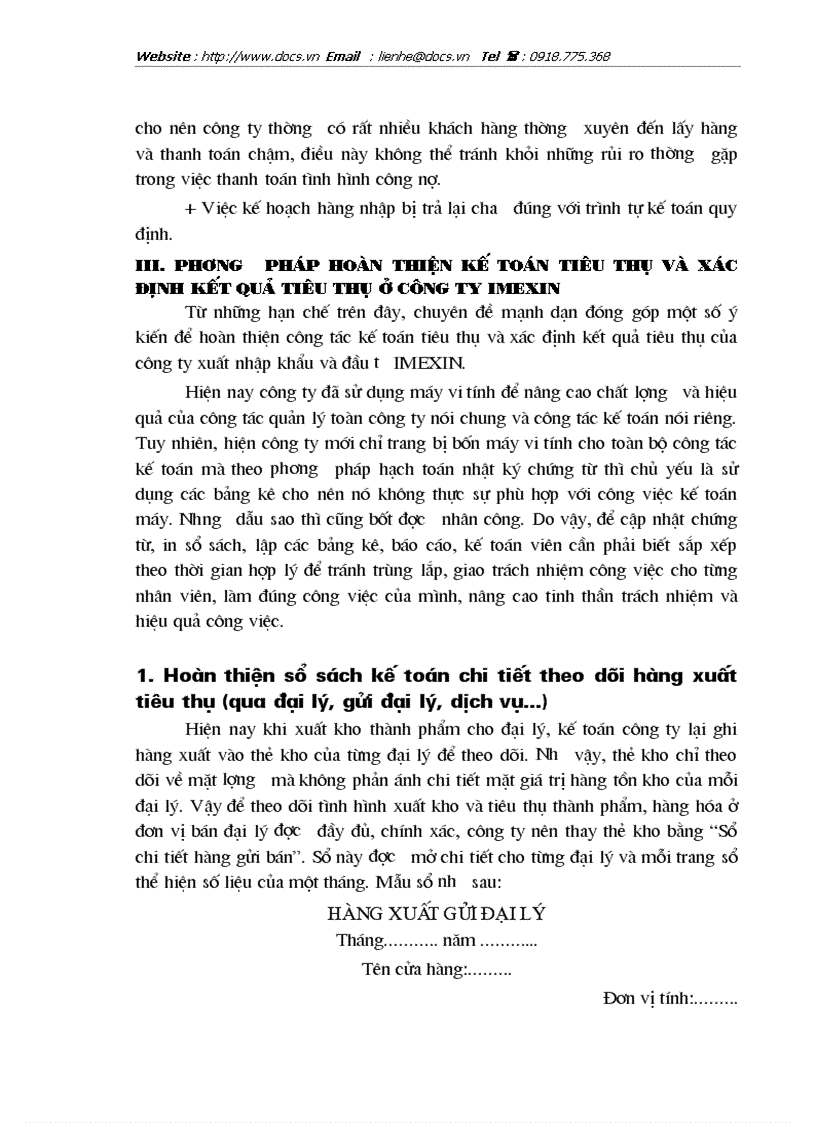 image for page Hoàn thiện công tác kế toán tiêu thụ và xác định kết quả tiêu thụ tại Tổng Công ty XNK và đầu tư IMEXIN