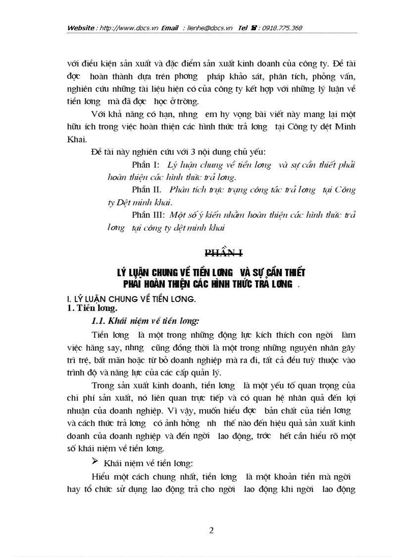 image for page Hoàn thiện các hình thức trả lương tại Công ty dệt Minh Khai Hà Nội