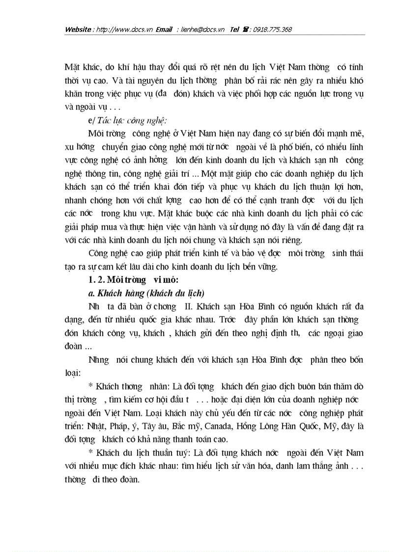 image for page Thực trạng và ý kiến đề xuất nhằm hoàn thiện công tác hoạch định chiến lược kinh doanh ở khách sạn hoà Bình