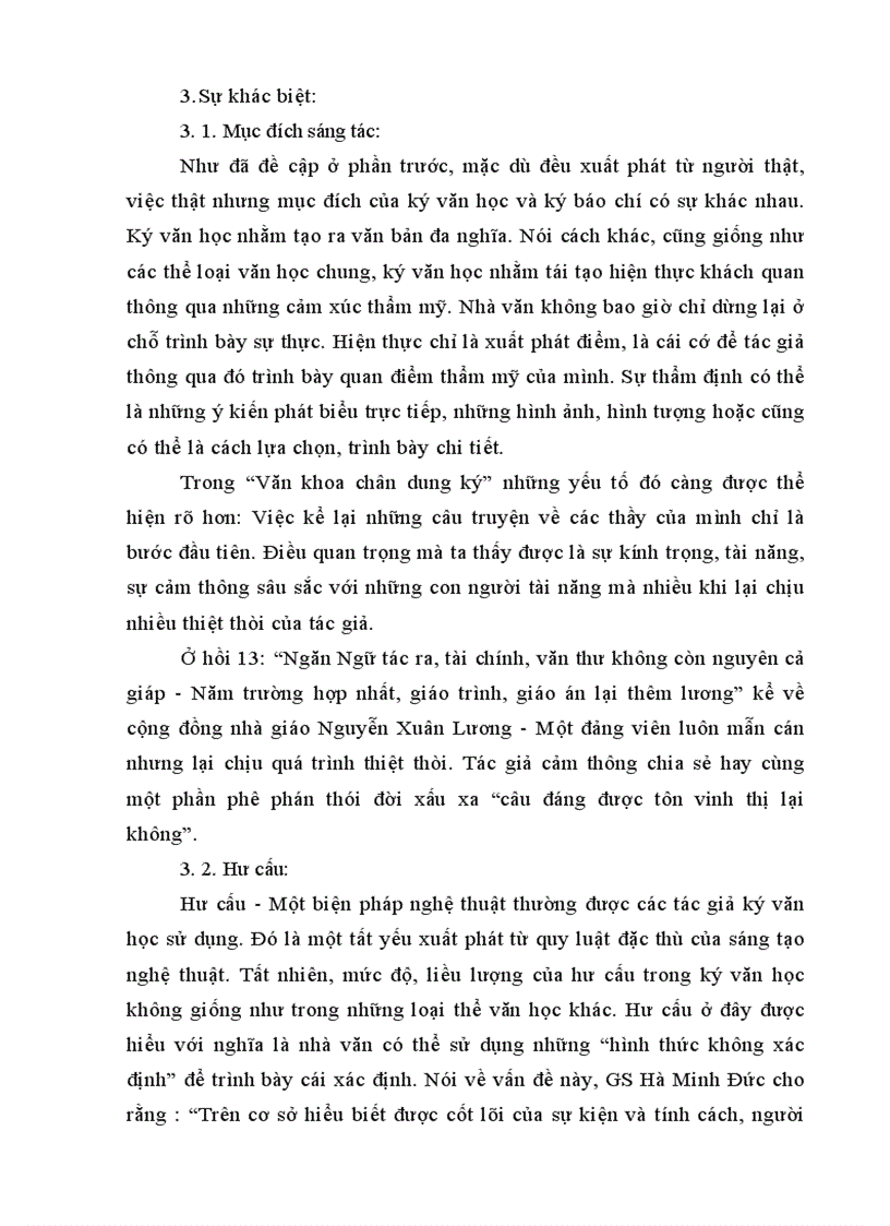 image for page Phân tích và làm sáng tỏ sự giống nhau và khác nhau giữa tác phẩm ký văn học văn khoa chân dung ký với một số tác phẩm ký báo chí khác
