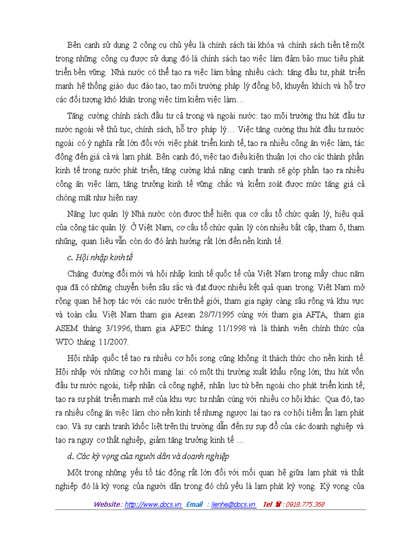 image for page Mối quan hệ giữa lạm phát và thất nghiệp ở Việt Nam giai đoạn 1986 2009