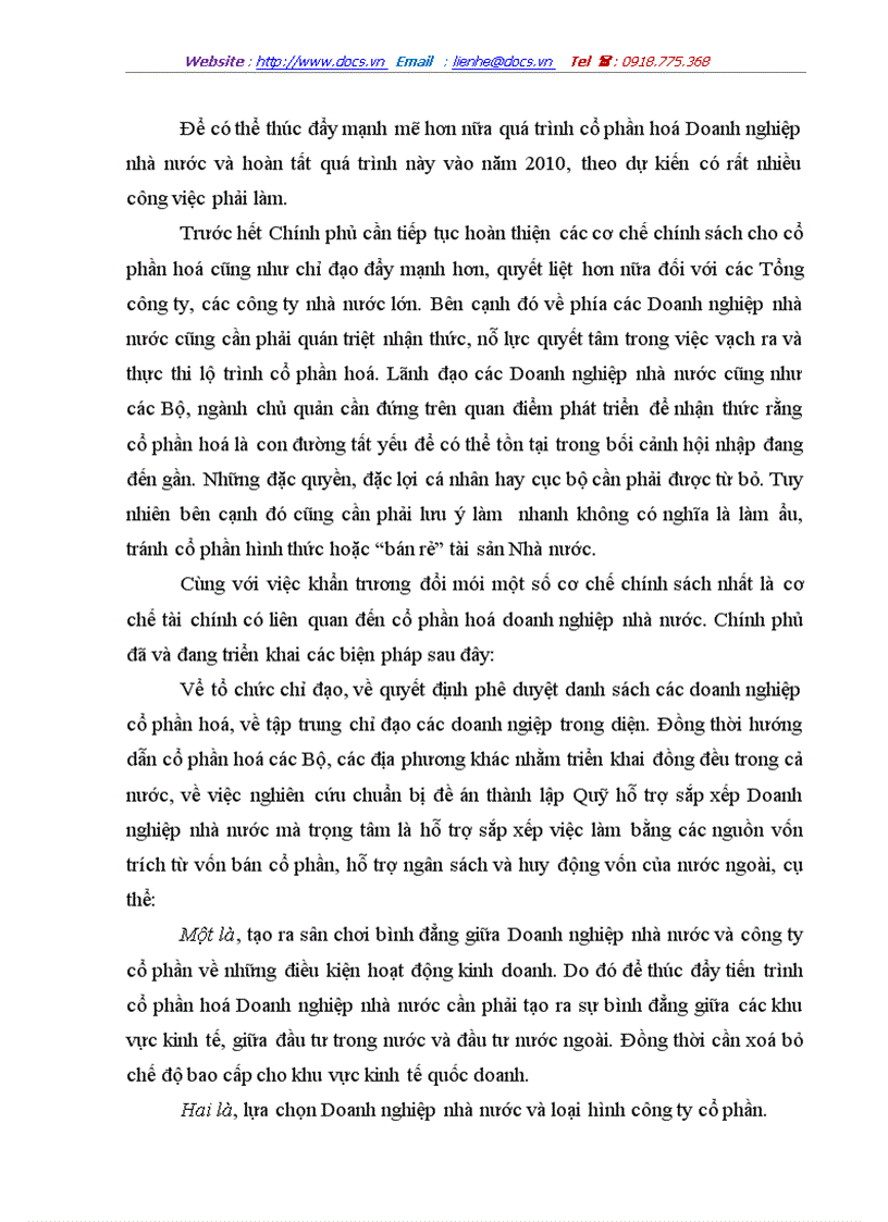 image for page Một số biện pháp nhằm tiếp tục đẩy mạnh quá trình cổ phần hoá trong một bộ phận Doanh nghiệp Nhà nước ở nước ta trong giai đoạn hiện nay