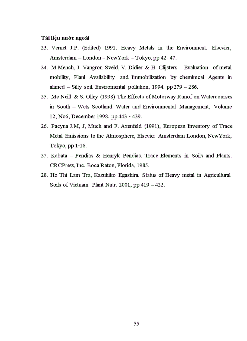 image for page Nghiên cứu sự tích luỹ kim loại nặng trong đất nông nghiệp và nước mặt xung quang khu công nghiệp Đình Trám tỉnh Bắc Giang