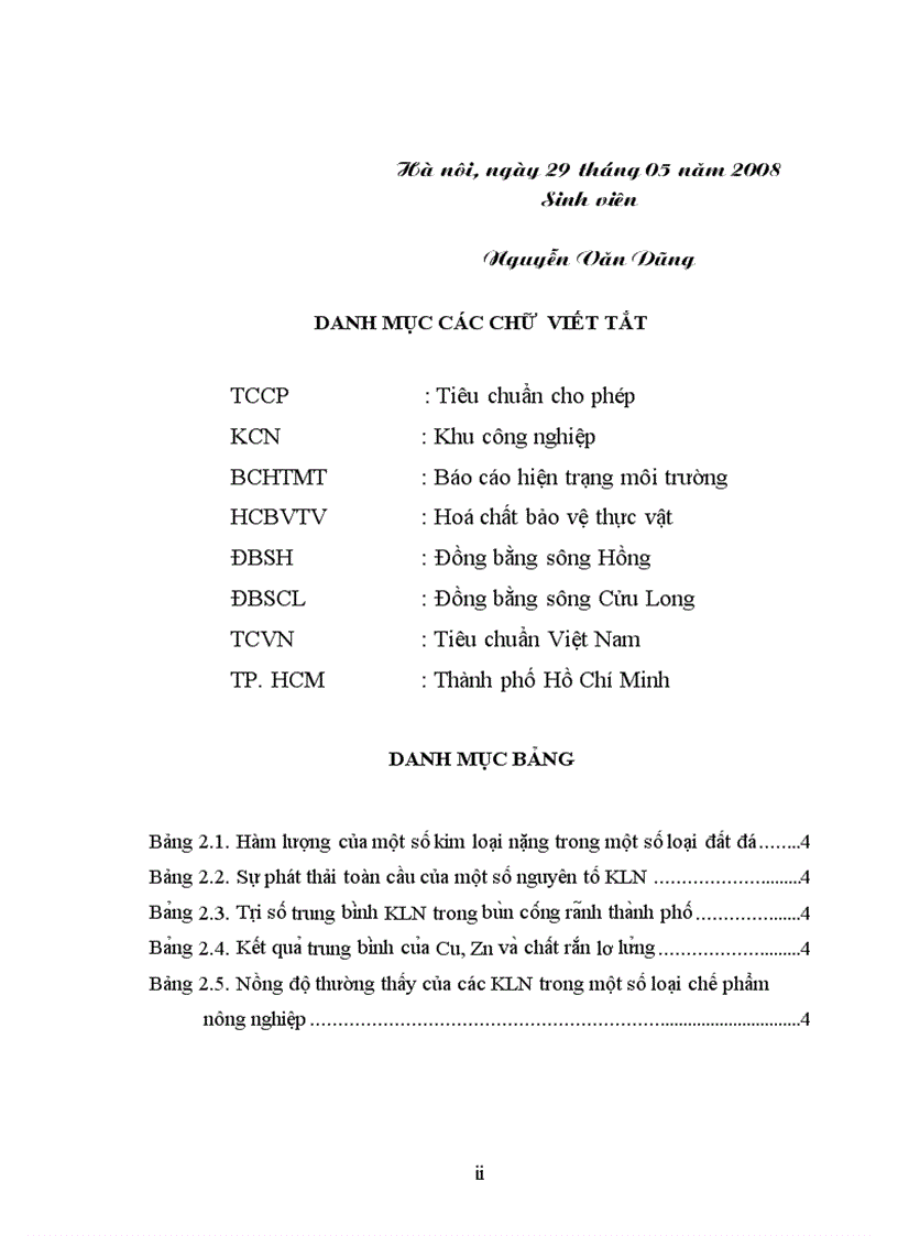 image for page Nghiên cứu sự tích luỹ kim loại nặng trong đất nông nghiệp và nước mặt xung quang khu công nghiệp Đình Trám tỉnh Bắc Giang