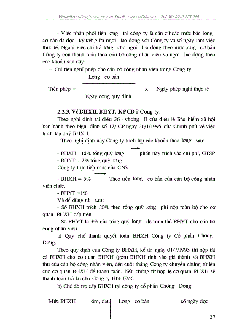 image for page Tổ chức hạch toán tiền lương và các khoản trích theo lương tại Công ty cổ phần Chương Dương