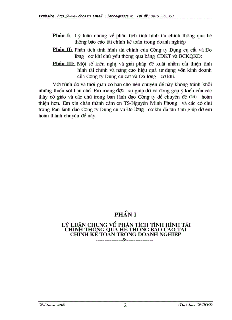 image for page Phân tích tình hình tài chính thông qua báo cáo tài chính kế toán và nâng cao hiệu quả sử dụng vốn kinh doanh tại Công ty Dụng cụ cắt và Đo lường cơ k