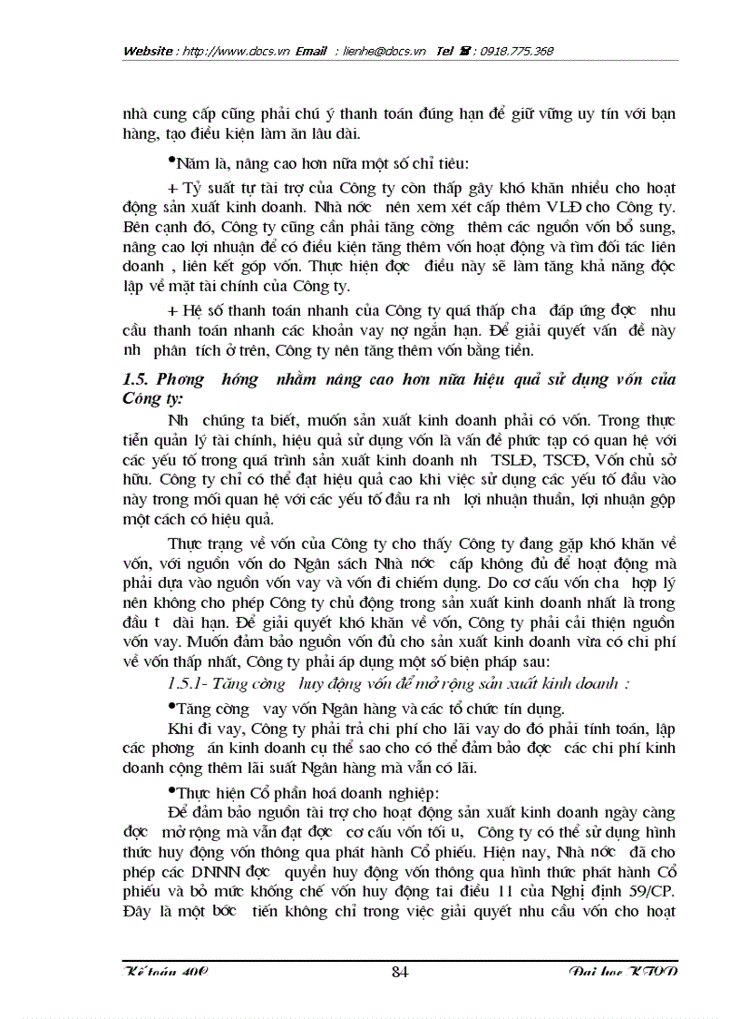 image for page Phân tích tình hình tài chính thông qua báo cáo tài chính kế toán và nâng cao hiệu quả sử dụng vốn kinh doanh tại Công ty Dụng cụ cắt và Đo lường cơ k