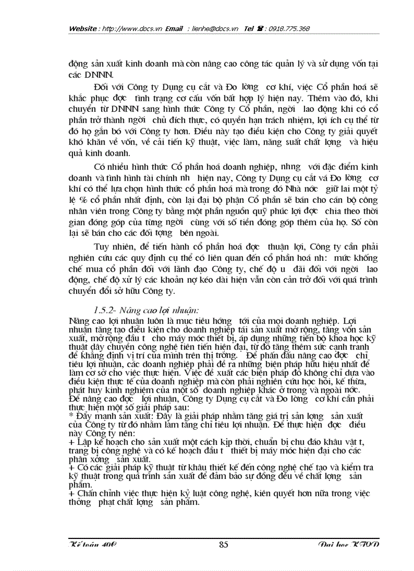 image for page Phân tích tình hình tài chính thông qua báo cáo tài chính kế toán và nâng cao hiệu quả sử dụng vốn kinh doanh tại Công ty Dụng cụ cắt và Đo lường cơ k