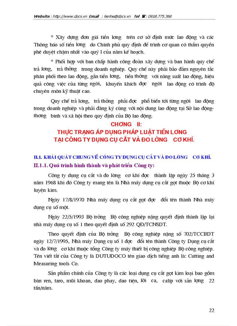 image for page Pháp luật về tiền lương và việc thực hiện tại Công ty Dụng cụ cắt và Đo lường cơ khí