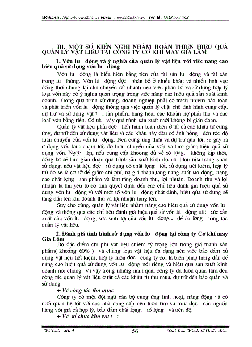 image for page Thực trạng và 1 số kiến nghị nhằm hoàn thiện công tác tổ chức kế toán vật liệu tại Công ty Cơ khí may Gia Lâm