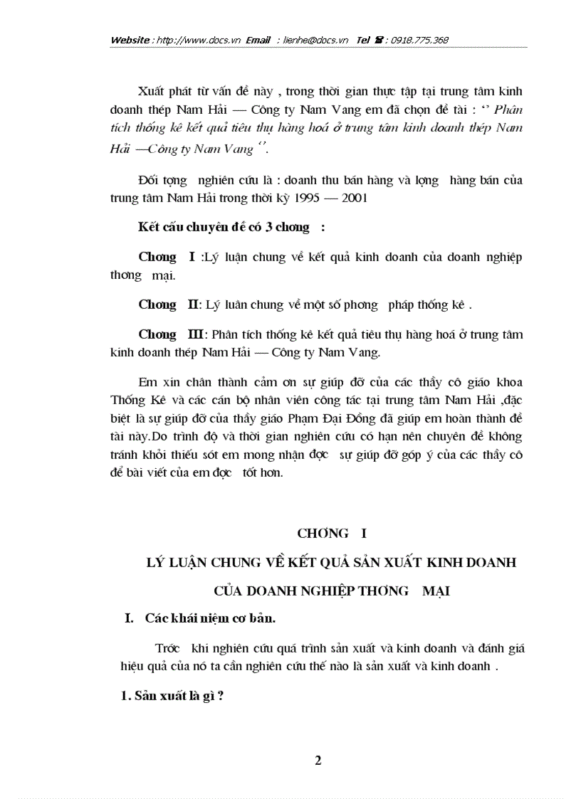 image for page Phân tích thống kê kết quả tiêu thụ hàng hoá ở trung tâm kinh doanh thép Nam Hải Công ty Nam Vang