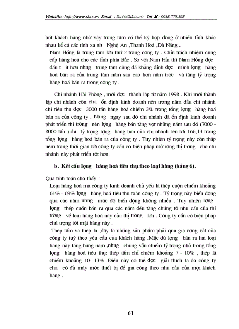 image for page Phân tích thống kê kết quả tiêu thụ hàng hoá ở trung tâm kinh doanh thép Nam Hải Công ty Nam Vang