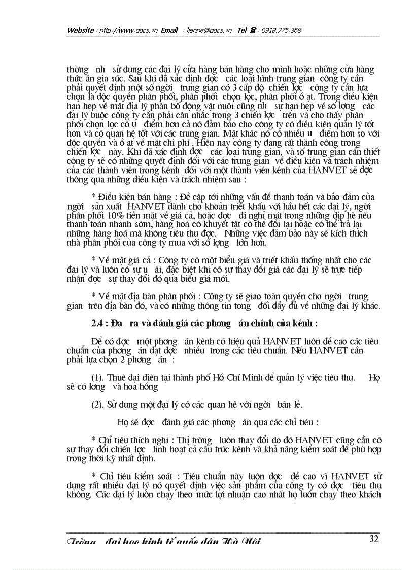 image for page 1số giải pháp nhằm nâng cao hiệu quả lựa chọn và quản trị kênh phân phối của Công ty CP Dược và Vật tư thú y HN HANVET