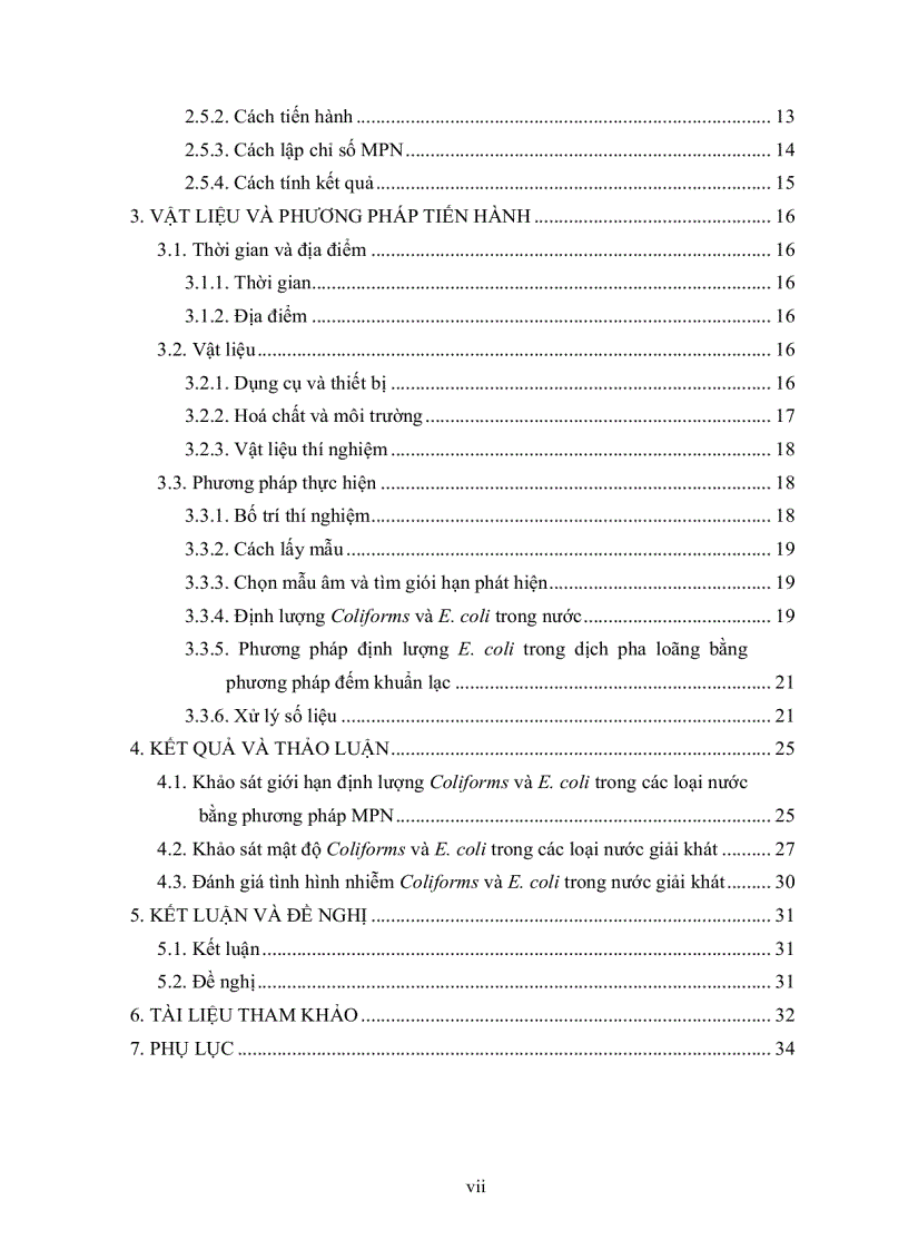 image for page KHẢO SÁT TÌNH HÌNH NHIỄM E coli VÀ Coliforms TRONG NƯỚC UỐNG NƯỚC CÓ GAS NƯỚC CÓ CỒN TRÊN ĐỊA BÀN QUẬN THỦ ĐỨC