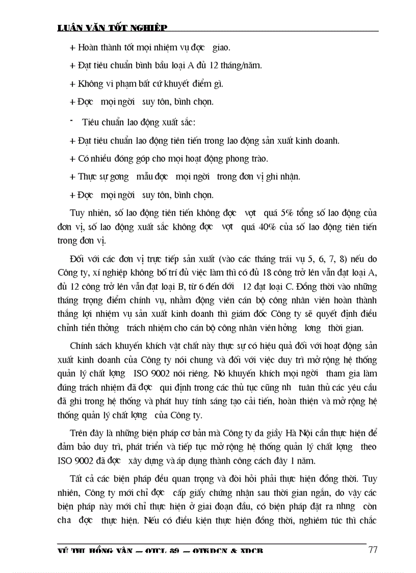 image for page Những biện pháp để duy trì và phát triển việc áp dụng hệ thống quản lý chất lượng theo ISO 9002 ở Công ty da giầy Hà Nội