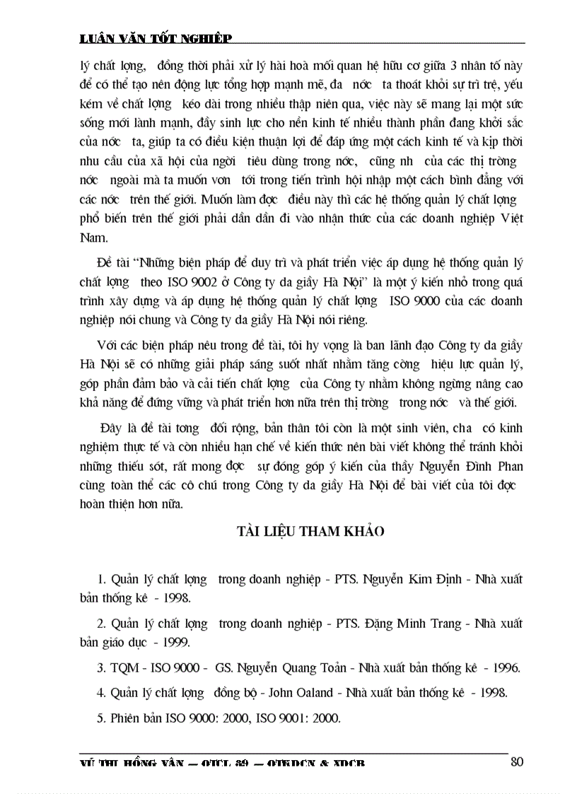 image for page Những biện pháp để duy trì và phát triển việc áp dụng hệ thống quản lý chất lượng theo ISO 9002 ở Công ty da giầy Hà Nội