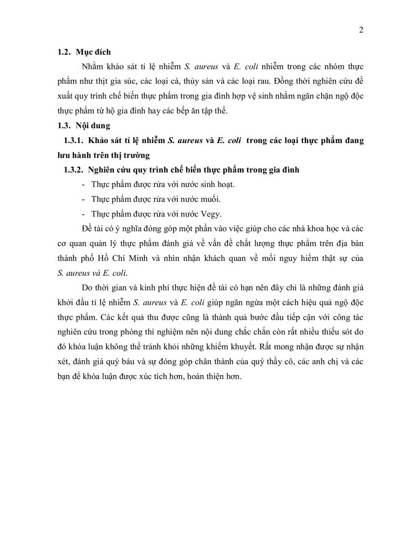 image for page KHẢO SÁT TỈ LỆ NHIỄM Staphylococcus aureus VÀ Escherichia coli TRONG THỰC PHẨM TẠI KHU VỰC CHỢ THỊ NGHÈ