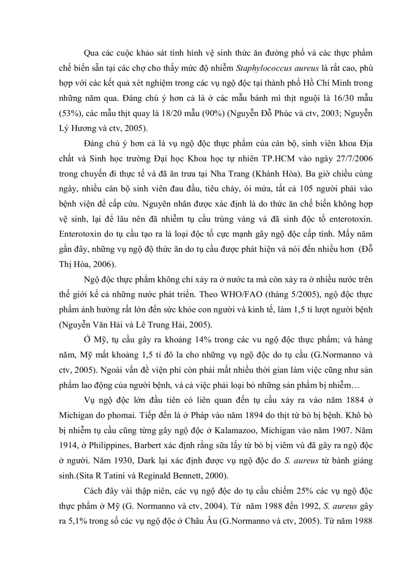 image for page KHẢO SÁT ĐẬM ĐỘ VÀ KHẢ NĂNG SINH ĐỘC TỐ CỦA VI KHUẨN Staphylococcus aureus TRÊN MÔI TRƯỜNG NUÔI CẤY