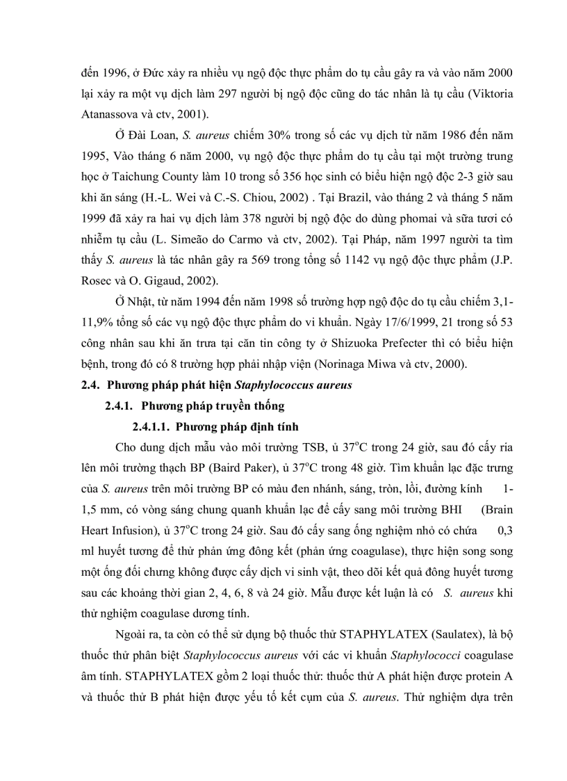 image for page KHẢO SÁT ĐẬM ĐỘ VÀ KHẢ NĂNG SINH ĐỘC TỐ CỦA VI KHUẨN Staphylococcus aureus TRÊN MÔI TRƯỜNG NUÔI CẤY
