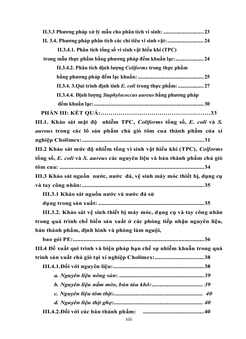 image for page Khảo sát tìm nguyên nhân nhiễm vi sinh vật trong sản phẩm chả giò chế biến tại cholimex đề xuất biện pháp khắc phục