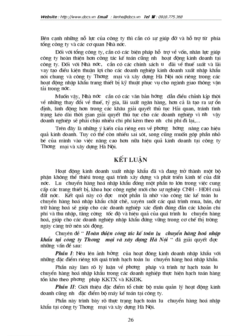 image for page Thực trạng và giải pháp hoàn thiện công tác kế toán lưu chuyển hàng hoá nhập khẩu tại Công ty Thương mại và xây dựng Hà Nội