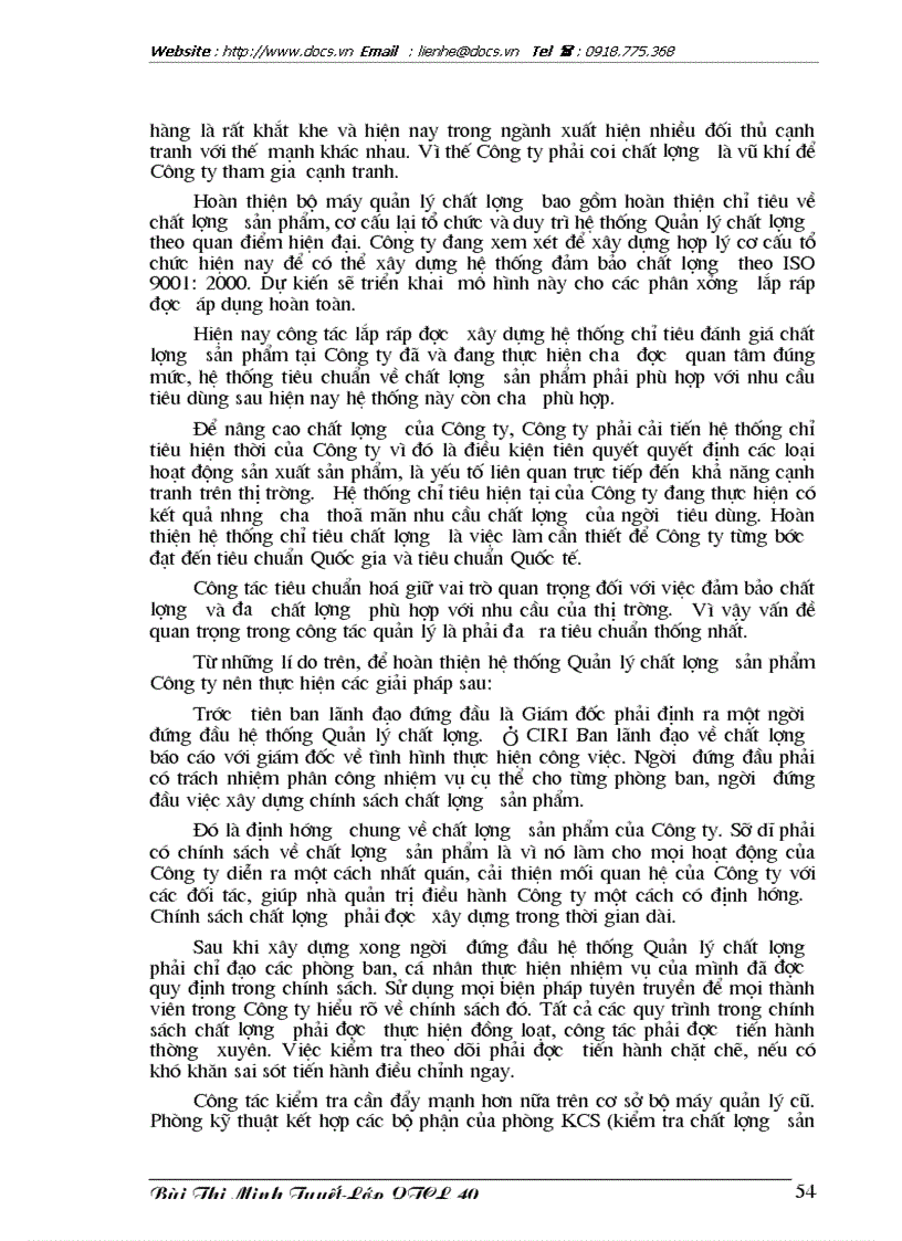 image for page Những giải pháp cơ bản nâng cao hiệu quả quản lý chất lượng trong sản xuất kinh doanh của Công ty quan hệ quốc tế đầu tư sản xuất CIRI85