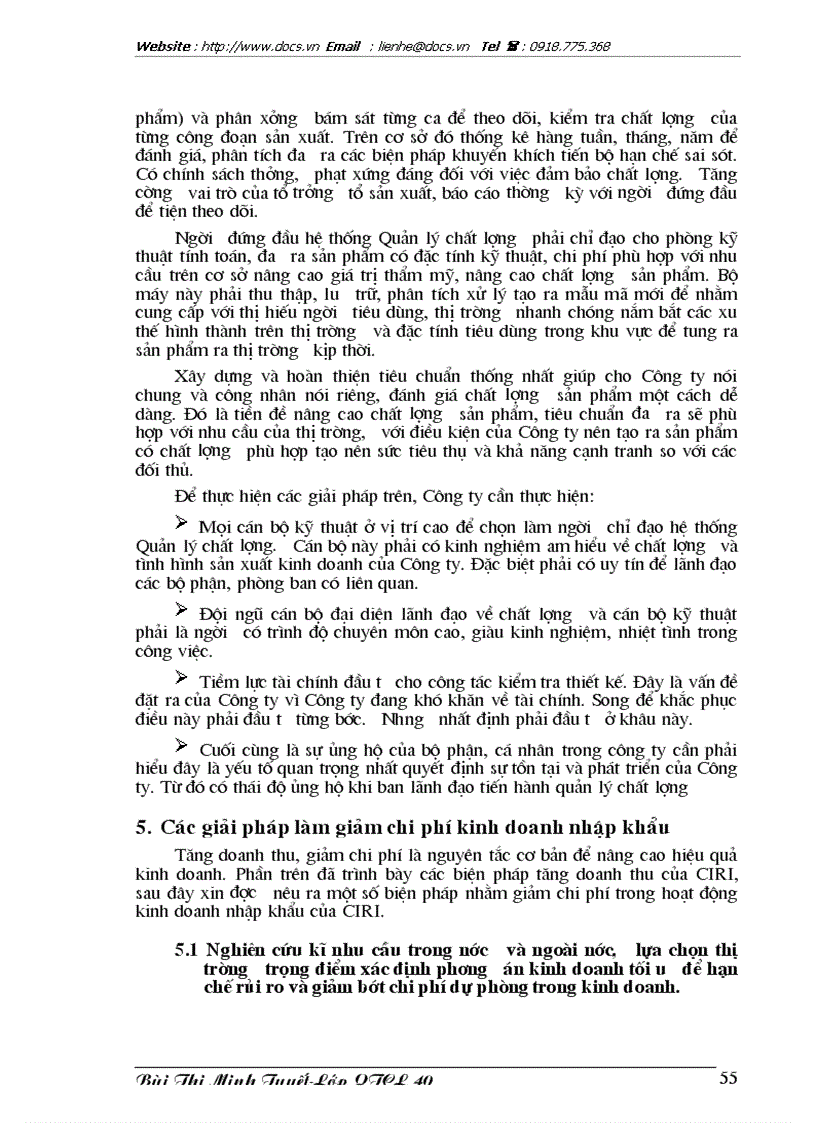 image for page Những giải pháp cơ bản nâng cao hiệu quả quản lý chất lượng trong sản xuất kinh doanh của Công ty quan hệ quốc tế đầu tư sản xuất CIRI85
