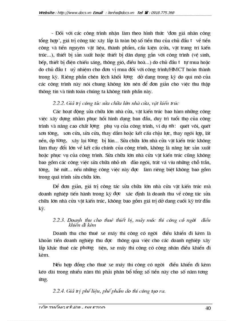 image for page Xác định các chỉ tiêu giá trị sản xuất chi phí trung gian và giá trị tăng thêm trong ngành xây dựng tại Công ty lắp máy điện nước và xây dựng