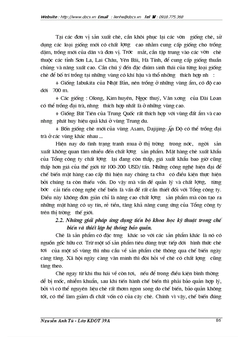 image for page Phương hướng và giải pháp nhằm đẩy mạnh hoạt động xuất khẩu chè tại Tổng Công ty chè Việt Nam