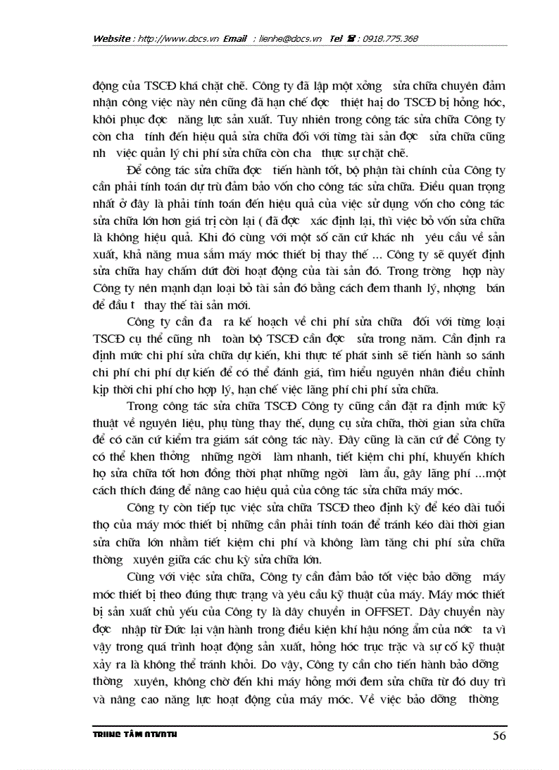 image for page Thực trạng và giải pháp nâng cao hiệu quả sử dụng vốn cố định ở Công ty In tài chính