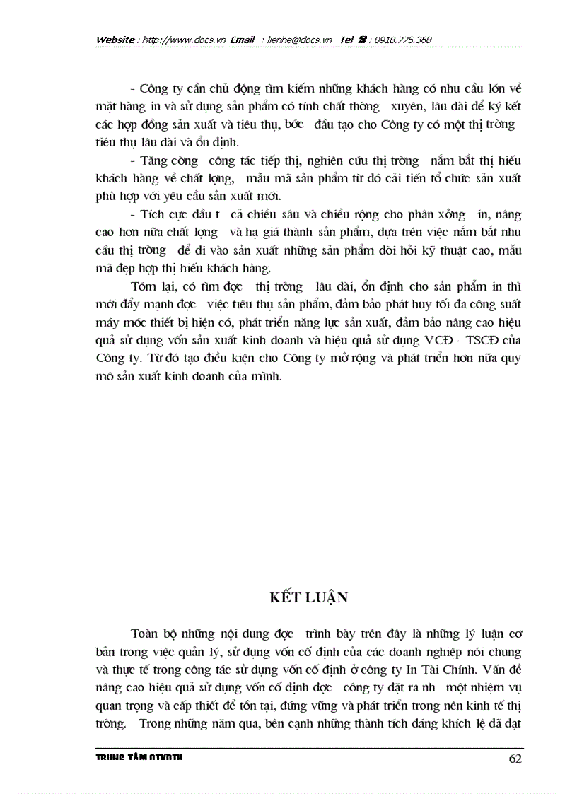 image for page Thực trạng và giải pháp nâng cao hiệu quả sử dụng vốn cố định ở Công ty In tài chính