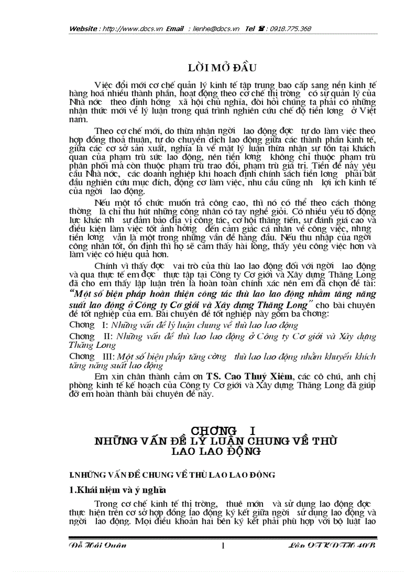 image for page 1số biện pháp hoàn thiện công tác thù lao lao động nhằm tăng năng suất lao động ở Công ty Cơ giới và Xây dựng Thăng Long