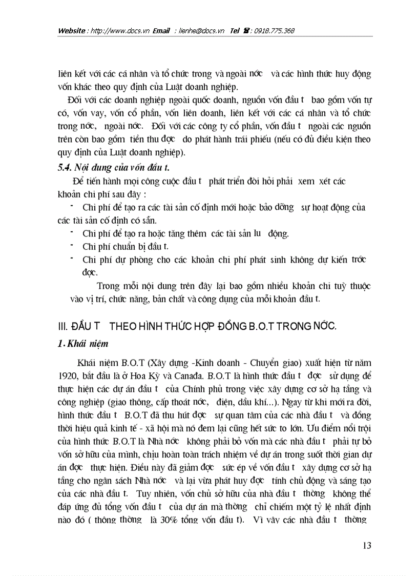 image for page Đầu tư phát triển theo hình thức BOT trong nước tại Tổng Công ty xây dựng Sông Đà Thực trạng và giải pháp