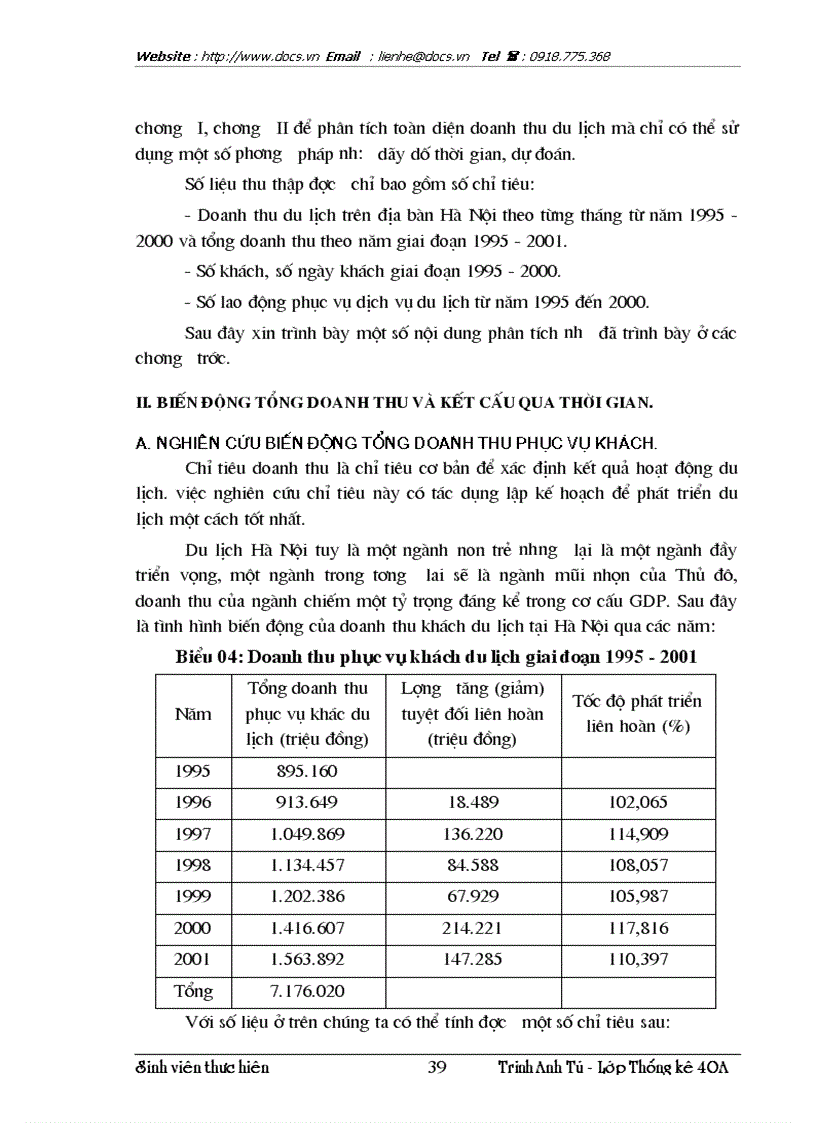 image for page Vận dụng phương pháp dãy số thời gian để phân tích biến động doanh thu du lịch và dự đoán doanh thu du lịch thời gian tới trên địa bàn HN