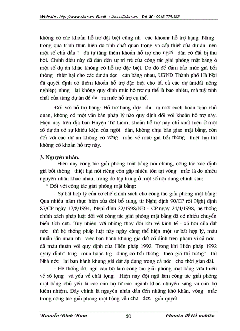 image for page Thực trạng và giải pháp hoàn thiện công tác xác định giá đất bồi thường thiệt hại khi giải phóng mặt bằng địa bàn huyện Từ Liêm TP HN