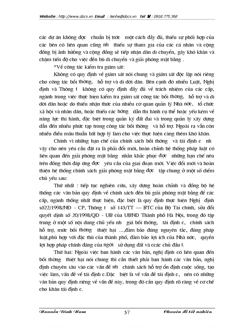 image for page Thực trạng và giải pháp hoàn thiện công tác xác định giá đất bồi thường thiệt hại khi giải phóng mặt bằng địa bàn huyện Từ Liêm TP HN