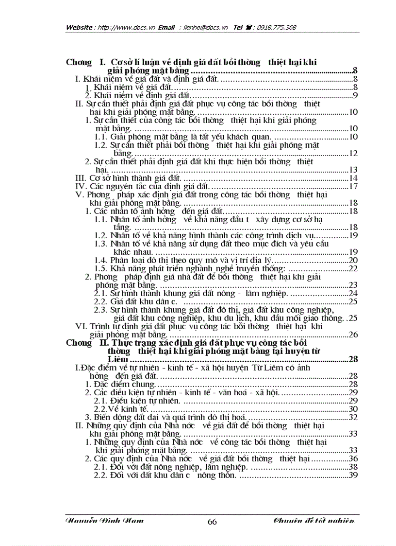 image for page Thực trạng và giải pháp hoàn thiện công tác xác định giá đất bồi thường thiệt hại khi giải phóng mặt bằng địa bàn huyện Từ Liêm TP HN
