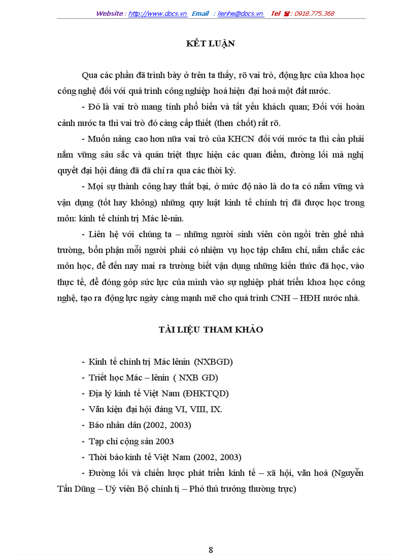 image for page Vai trò khoa học công nghệ trong quá trình công nghiệp hoá