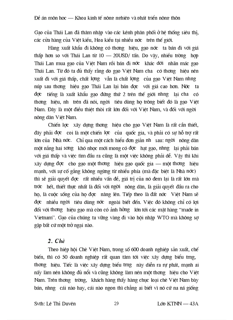 image for page Sự cần thiết có thương hiệu đối với một số nông sản chủ lực của Việt Nam hiện nay