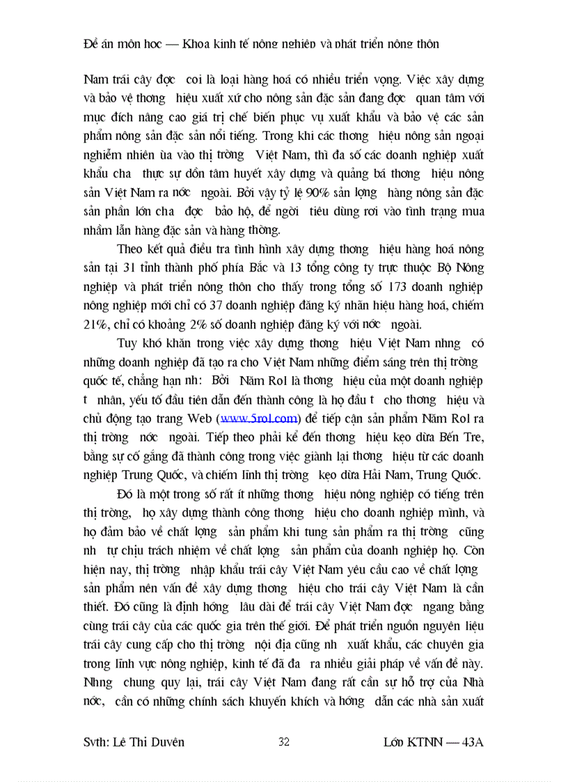 image for page Sự cần thiết có thương hiệu đối với một số nông sản chủ lực của Việt Nam hiện nay