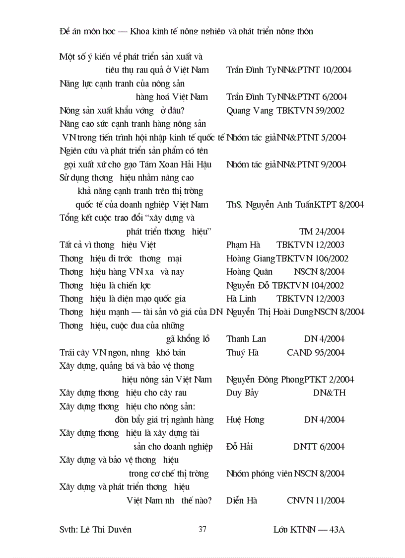 image for page Sự cần thiết có thương hiệu đối với một số nông sản chủ lực của Việt Nam hiện nay