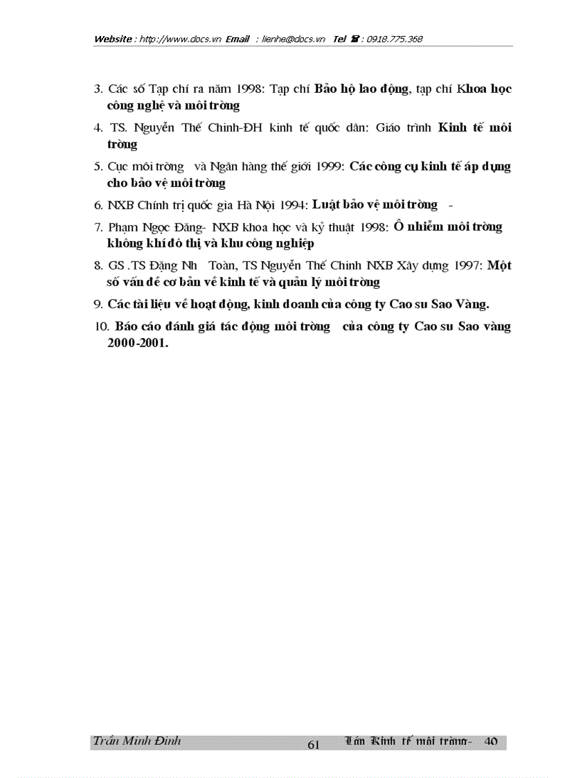 image for page Bước đầu đánh giá kinh tế các tác động môi trường từ hoạt động của Công ty Cao su Sao vàng Hà Nội