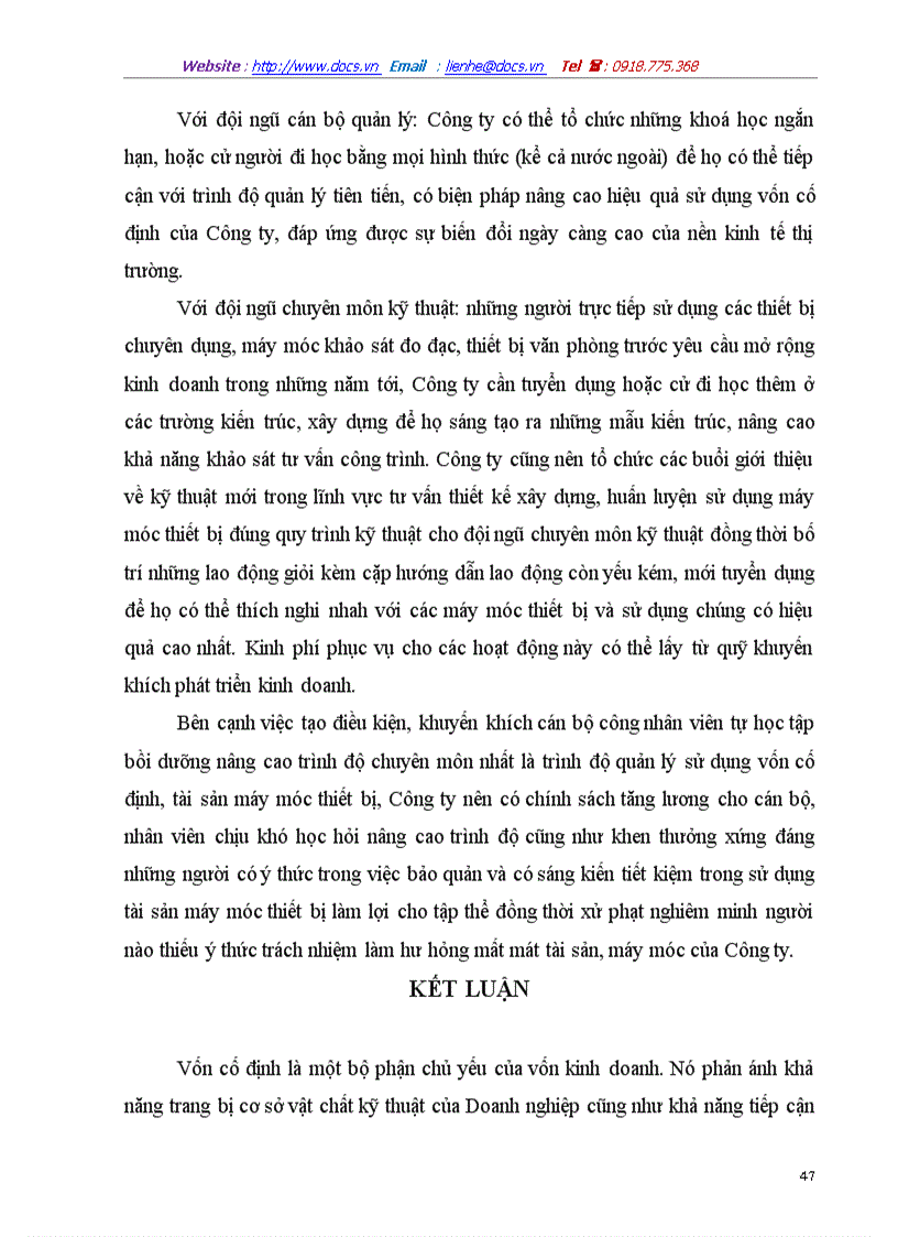 image for page Một số giải pháp nâng cao hiệu quả sử dụng vốn cố định của Công ty Tư vấn Đầu tư và Xây dựng