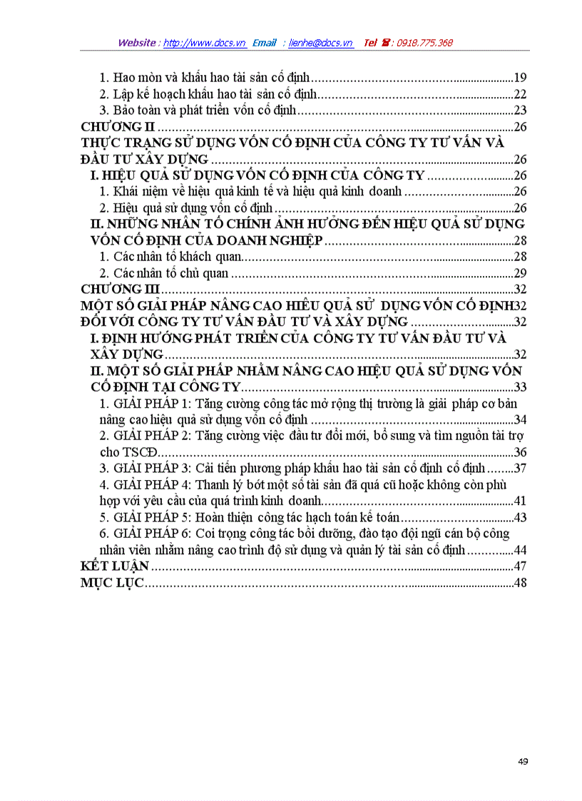 image for page Một số giải pháp nâng cao hiệu quả sử dụng vốn cố định của Công ty Tư vấn Đầu tư và Xây dựng