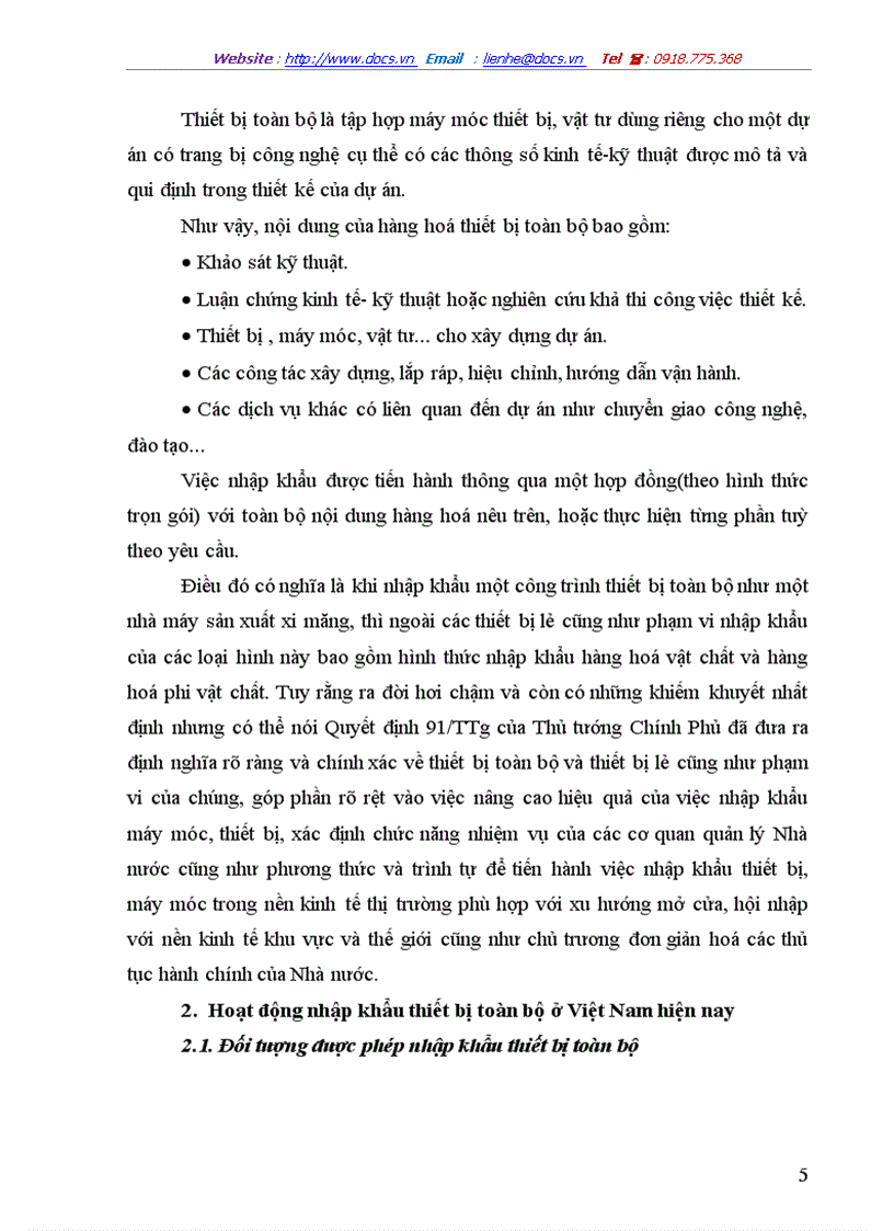 Giải pháp hoàn thiện qui trình nhập khẩu thiết bị toàn bộ ở Công ty XNK thiết bị toàn bộ và kỹ thuật