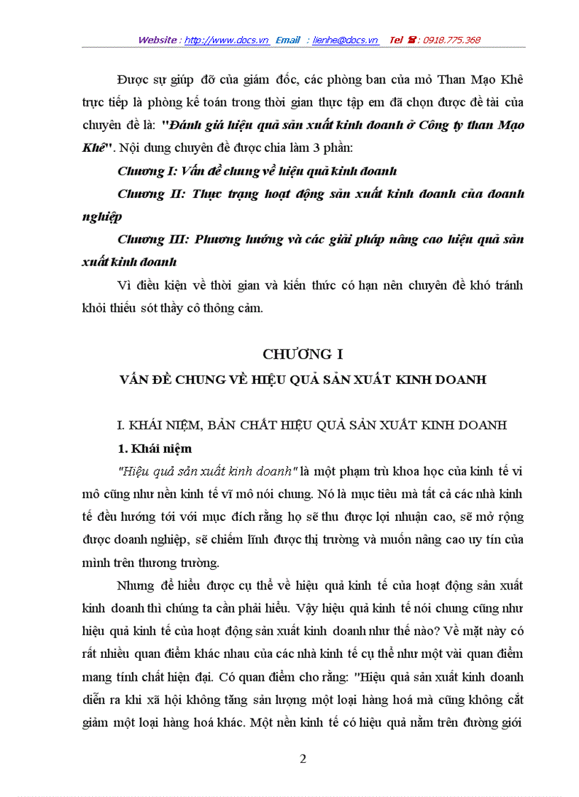 image for page Đánh giá hiệu quả sản xuất kinh doanh ở Công ty than Mạo Khê